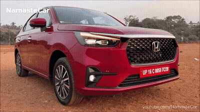 Red Honda With License Plate UP 16 C 0653 TC38 GIF