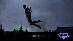 Red Hood Bounding Over Rooftops GIF
