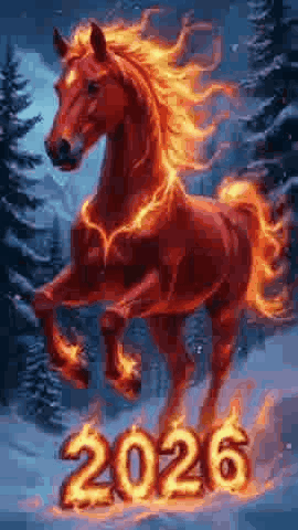 Red Horse With Flaming Mane 2026 GIF