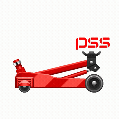 Red Hydraulic Floor Jack With Letters SSS GIF