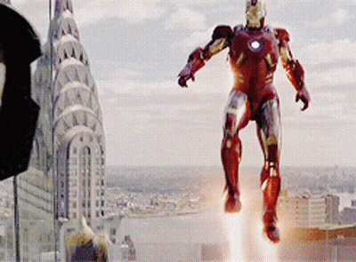 Red Iron Man Flying GIF