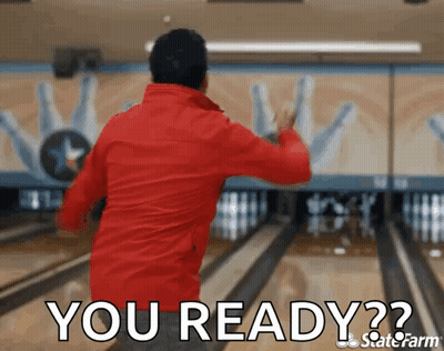 Red Jacket Man Running Bowling Alley Saying You Ready GIF
