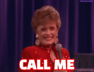 Red Jacket Woman Laughing With Microphone Saying Call Me GIF