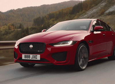 Red Jaguar Car With License Plate 888Jxe GIF