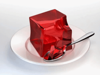 Red Jelly Cubes On White Plate  GIF