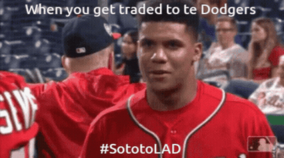 Red Jersey Baseball Player Traded To Dodgers Sototolad GIF