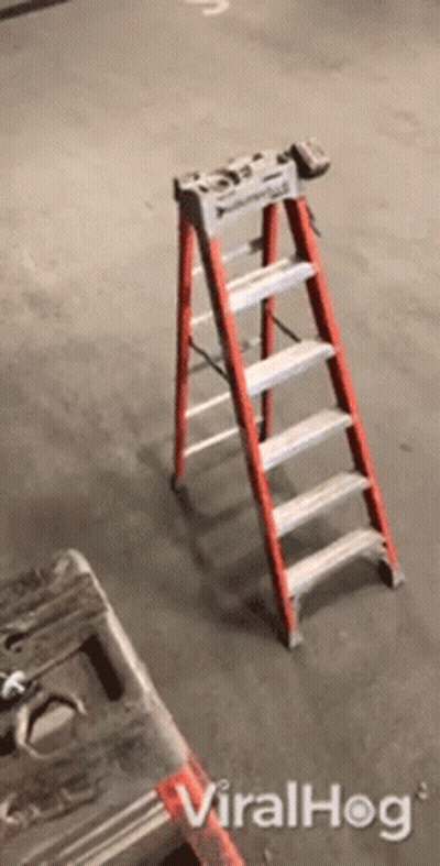 Red Ladder Next to Black Ladder