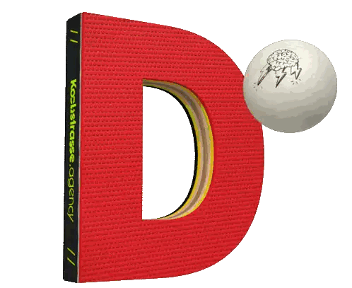 Red Letter D With White Ball Kosistrasse Agency Sticker