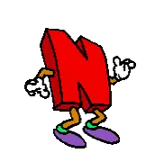 Red Letter N With Hands And Legs Sticker