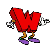 Red Letter W With Hands And Legs Sticker