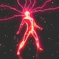 Red Lightning Strikes Man Animation GIF