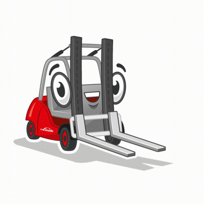 Red Linde Forklift With Smiling Face GIF