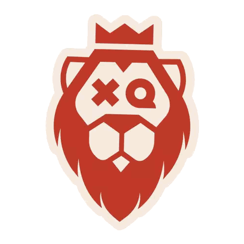 Red Lion With Crown And Cross Eyes Sticker