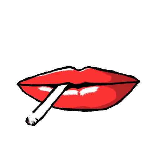Red Lip With Cigarette Sticker