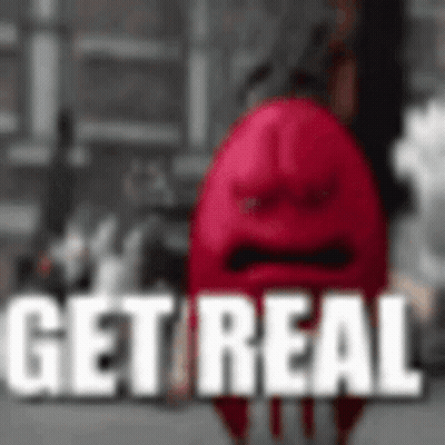 Red M&M Angry Face Saying Get Real GIF