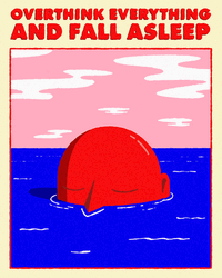 Red Man Overthinking Everything And Fall Asleep GIF