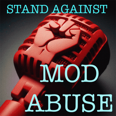 Red Microphone With Fist Stand Against Mod Abuse GIF