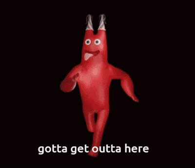 Red Monster Saying Gotta Get Outta Here GIF