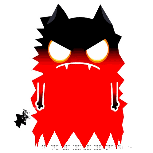 Red Monster With Yellow Lightning Bolts Sticker