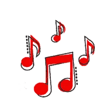 Red Music Notes Floating Sticker