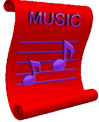 Red Music Scroll With Purple Notes Sticker
