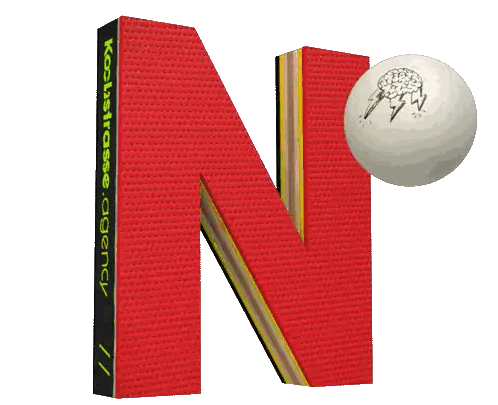 Red N With White Ball Sticker