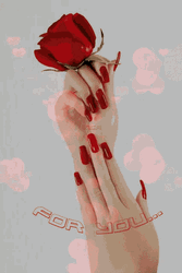 Red Nails Good Morning Rose GIF