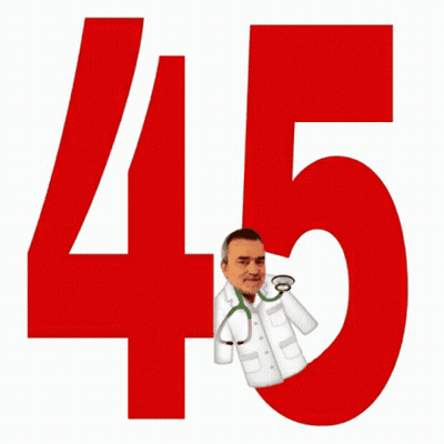 Red Number 45 With Doctor Holding Stethoscope GIF