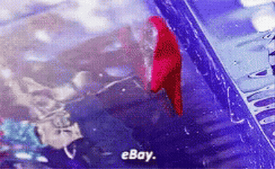 Red Object Floating In Blue EBay Container GIF