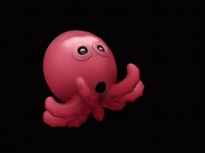 Red Octopus Sad Look Black Background GIF