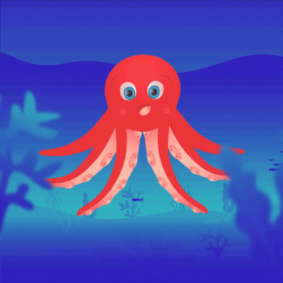 Red Octopus Surprised Swimming In Ocean GIF