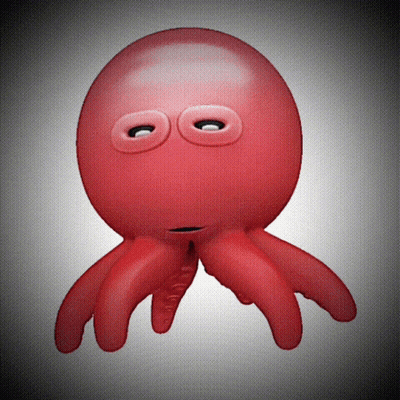 Red Octopus With Smiley Face GIF