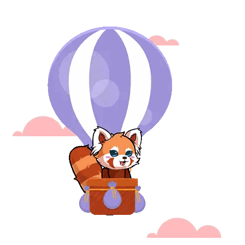 Red Panda Flying Hot Air Balloon Sticker