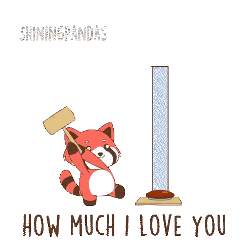 Red Panda Holding Hammer Saying How Much I Love You Sticker