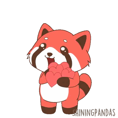 Red Panda Holding Heart With Hearts Coming Out Of Mouth Sticker