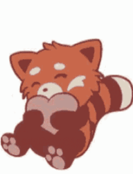 Red Panda Hugging Heart Animation GIF