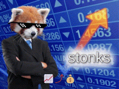 Red Panda In Suit And Sunglasses Stonks GIF