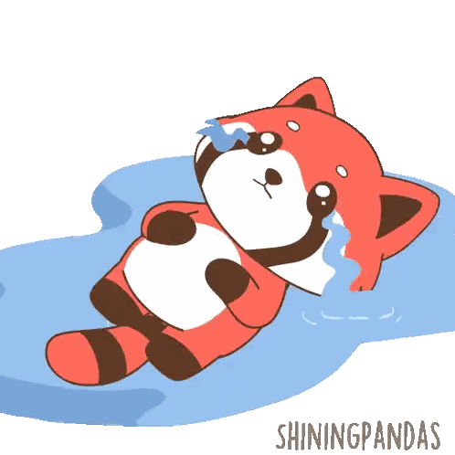 Red Panda Laying In Puddle Crying Sticker