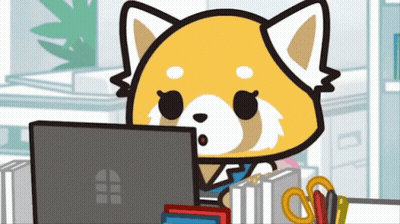Red Panda Sitting At Desk Using Laptop GIF