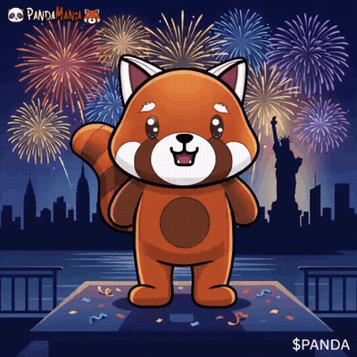 Red Panda Standing In Front Of Fireworks Saying Panda GIF