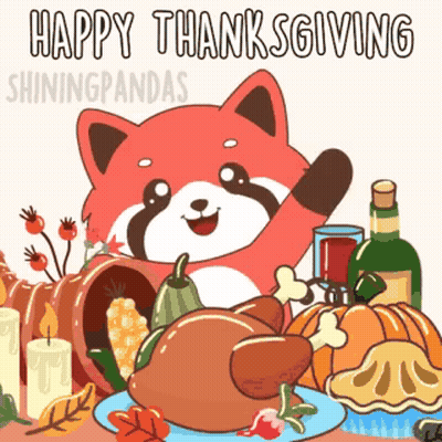 Red Panda Turkey Pumpkins Happy Thanksgiving Shiningpandas GIF