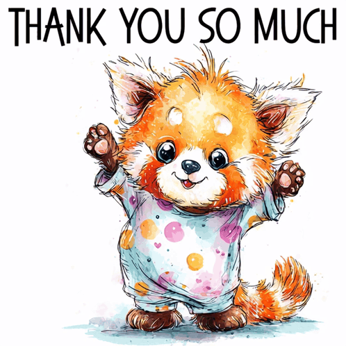 Red Panda Wearing Thank You So Much Shirt GIF