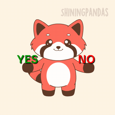 Red Panda With Green Yes And Red No Signs GIF