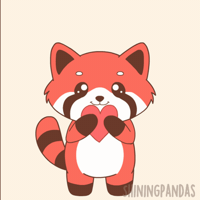 Red Panda With Hearts And Shiningpandas GIF