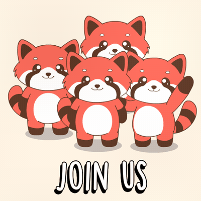 Red Pandas Standing Together Saying Join Us GIF