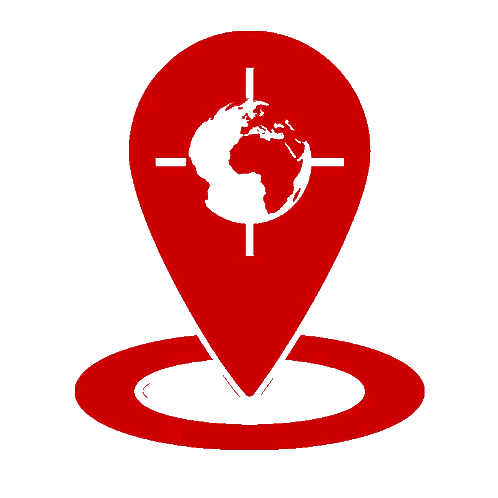 Red Pin With White Globe Sticker