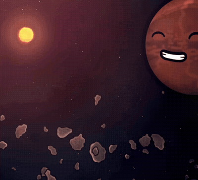 Red Planet With Face Cartoon GIF