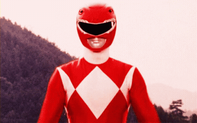 Red Power Ranger In Front Of Mountain Range GIF