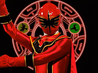 Red Power Ranger Standing In Front Of Fairy Circle GIF