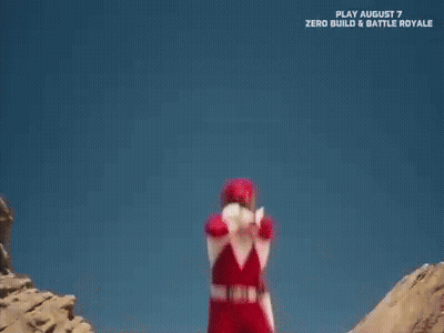 Red Power Ranger Walking In Desert GIF